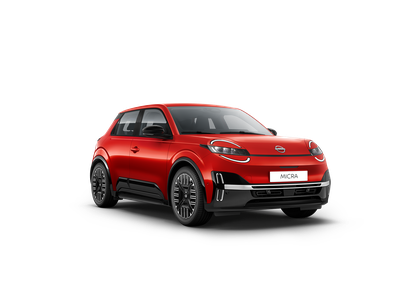 Vue 3/4 de la Nouvelle Nissan MICRA rouge – Voiture citadine électrique