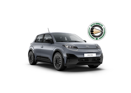 Nissan MICRA elbil i grå, set fra 3/4-vinkel – kompakt og klar til byen