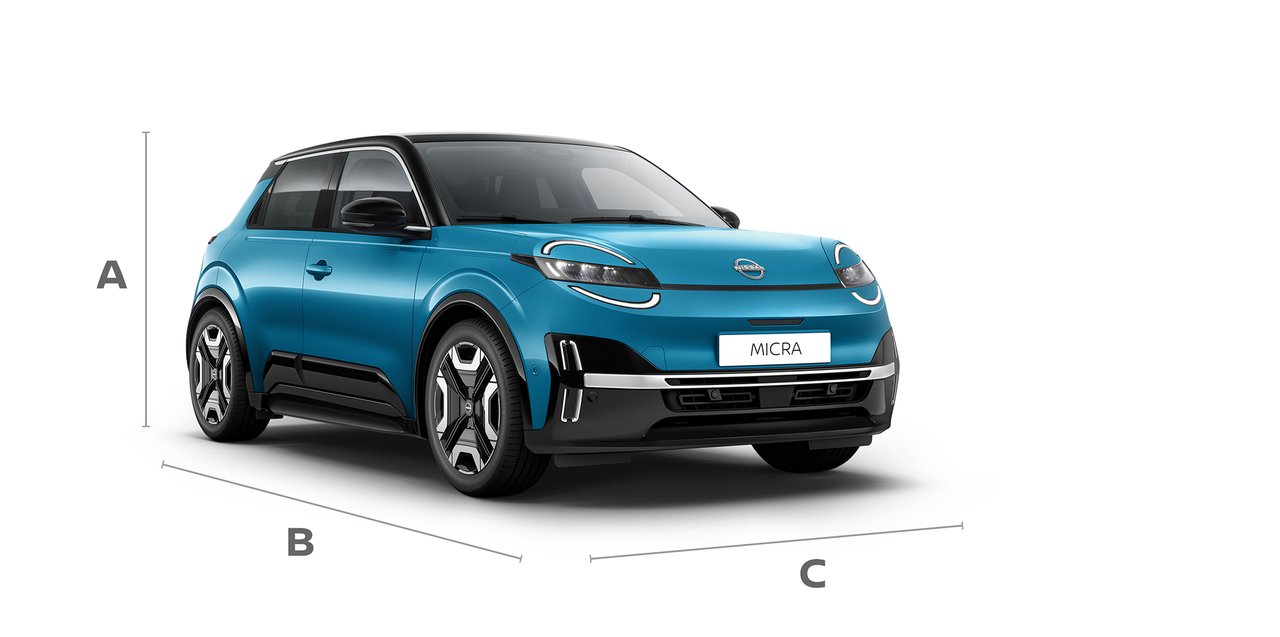 New Nissan MICRA 3/4 front pack shot - Electric city car