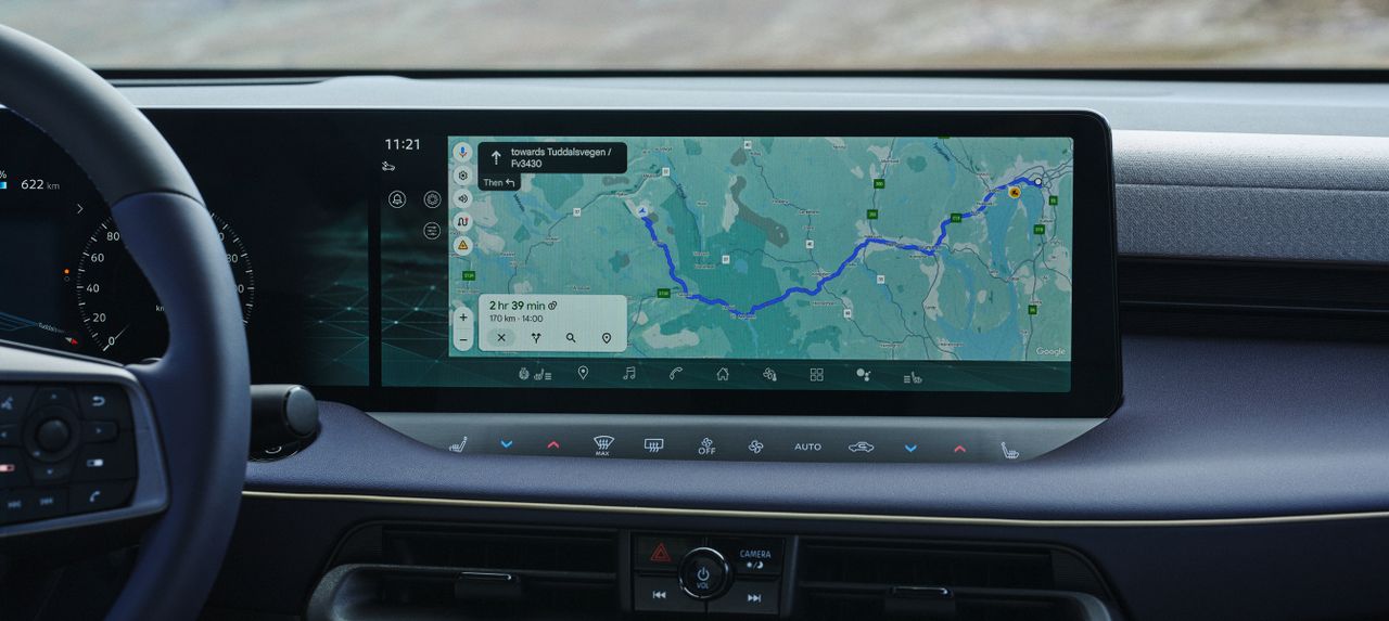Écran tactile d’infodivertissement avec carte de navigation