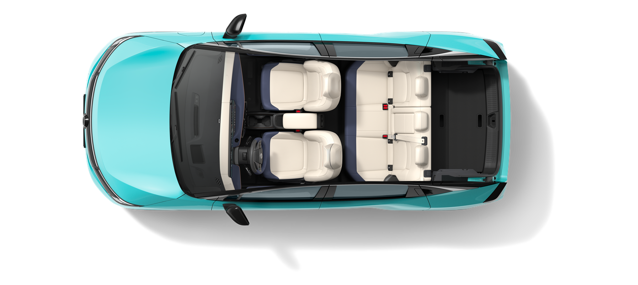 Vue intérieure supérieure de la Nissan Leaf