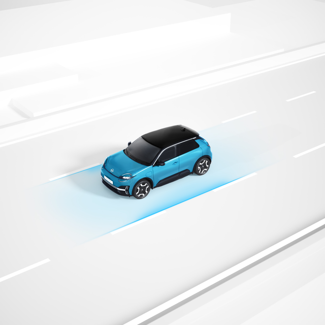 Illustration de l'aide au maintien dans la voie - Nouvelle Nissan MICRA - Voiture électrique urbaine